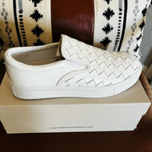 MARC FISHER Calla Slip-On Leather Sneaker, True White Leather, Size 10, NWT - £42.05 GBP