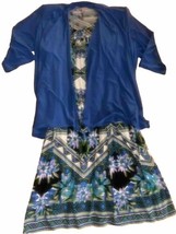 DB Established 1962 Blue 1 Piece Dress W/Attached Duster Necklace Pads Size 18 - £23.00 GBP