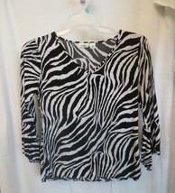 Cato Woman Black White Zebra Print Stretch Blouse Shirt Top  Size S - £12.58 GBP