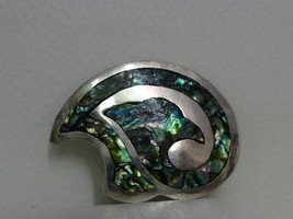 Mexico Taxco Sterling Silver Brooch Bird Motif Mother of Pearl Inlay 925 Pin - £19.32 GBP
