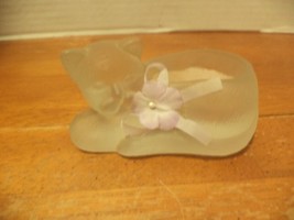 Emson Frosted Satin Glass Candle Holder With Candle - Cat - Made in Taiwan - $190.36 MXN