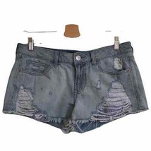 Express distressed jean shorts w/ striped pockets - $23.88