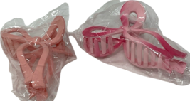4 Pc Large Ribbon Bow Hair Claw Clips Women & Girl's Hair Acc White Black & Pink image 4