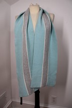 NWD Lauren Ralph Lauren Blue Gray Stripe Angora Wool Blend Scarf 9x66 - $29.45