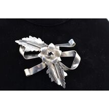 Vintage Signed Hobe Sterling Silver Small Floral Bow 1940's Brooch - $182.16
