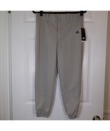 Adidas Boys L Baseball Pants Grey Triple Stripe AEROREADY Elastic Cuff NWT - $23.99