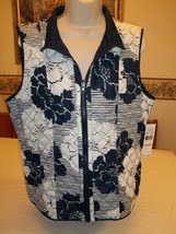 Women&#39;s Alfred Dunner Cape Hatteras Full Zip Vest Navy Size 20W NEW - $37.72