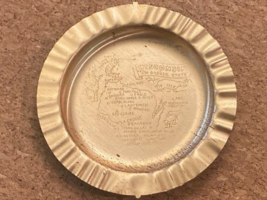 Vintage Wisconsin The Badger State Stamped Metal Ashtray Gold Tone 4.5&quot; - £9.45 GBP