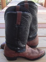 Durango (8 Ee) 2-TONE Tall Stitched Leather Cowboy Boots Made In Usa Metal Tip - £66.98 GBP