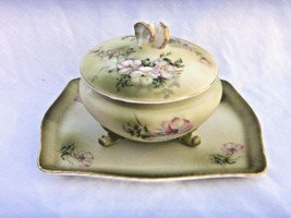 Nippon Porcelain Powder Dish &amp; Dresser Tray Vintage Nice - £49.05 GBP