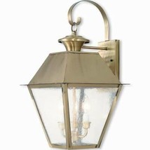 Livex 2168-01 3 Light Outdoor Wall Lantern, Antique Brass - $642.43