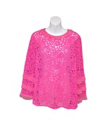 J Crew Womens Large Re-imagined Lace Blouse Pink Floral Sheer Tulle Femi... - $30.38 CAD