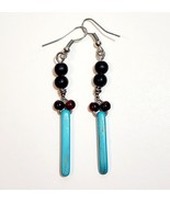 Vintage Faux Turquoise Earrings Costume Handmade Thin Shard B66 Maine - $27.41 CAD
