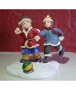 Grandeur Noel Victorian Village Children Play Kick Ball in Snow 2002 Rep... - £11.83 GBP