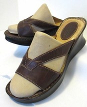 Born Brown Leather V-Strap Wedge Chunky Platform Comfort Walking Sandals... - £47.17 GBP