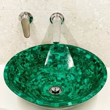 15&quot; Round Malachite Wash Basin Custom Order Bathroom Accessories Vanity ... - $1,138.03