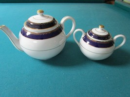 Zsolnay Herend Tea Pot And Covered Sugar Bowl Tray Blue Cobal And Gold P... - £105.86 GBP+