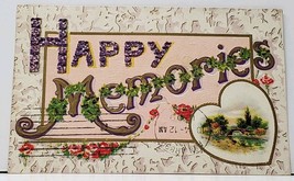 Happy Memories Embossed Gilded 1909 New Haven Michigan to Ann Arbor Postcard H18 - £5.94 GBP
