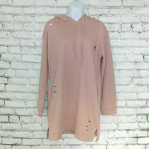 Honey Punch Hoodie Womens Small Pink Distressed Oversized Pullover Pocke... - €21,55 EUR