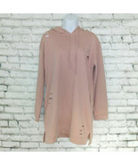 Honey Punch Hoodie Womens Small Pink Distressed Oversized Pullover Pocke... - £18.72 GBP
