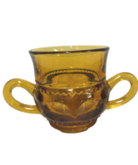 Vintage Indiana Amber Glass King&#39;s Crown Thumbprint Sugar Bowl - $7.59