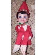 Vintage Pixie Knee Hugger ELF Shelf Sitter Christmas Figure Ornament 5&quot; - £17.12 GBP