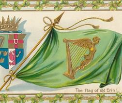 Flag of Ireland, Coat of Arms, Shamrocks Antique St. Patrick&#39;s Day Postcard - £7.47 GBP