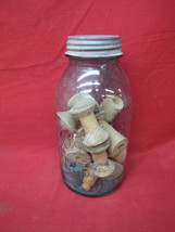 Vintage &quot;BALL&quot; Mason Jar w/ Porcelain Lid Filled with Wooden Spools #4 - $29.69