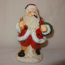 Santa Claus Tea Light Figurine Votive Candle Holder Ceramic 6&quot; Christmas Present - £11.71 GBP