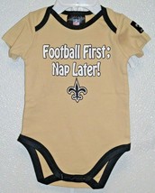 NFL New Orleans Saints Onesie Set of 2 Football First; Nap Later! 3-6M b... - £21.19 GBP