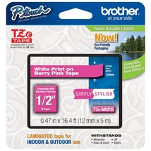 Genuine Brother 1/2&quot; (12Mm) White On Berry Pink Tze P-Touch Tape For Bro... - £25.06 GBP
