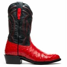 SAVANNAH Genuine Ostrich Skin Cowboy Boot from the Western Collection Red image 2