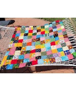 Vintage Baby Quilt - Handmade Crib Lap Blanket Boho Hippie 70s - £47.52 GBP