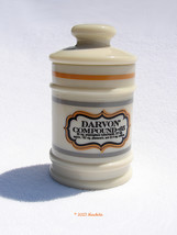 Vintage Darvon Compound Apothocary Jar Cream Colored Opaque Glass Excellent - £12.09 GBP