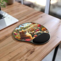 Whimsical Cat Mouse Pad with Wrist Rest, Floral Design, Cute Desktop Acc... - $42.10 CAD