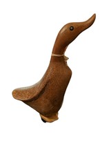 Vtg DCUK Hand Carved Wood Primitive Farmhouse Decoy Duck 8.5&quot; My Name is Kate - £34.24 GBP