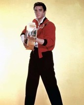 Elvis Presley poses in red jacket with his guitar 4x6 photo  inch Poster - £4.78 GBP