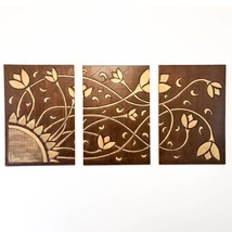Hand Carved Wooden Wall Art - Large Decorative Hand Painted Gold foil Headboard - £347.89 GBP