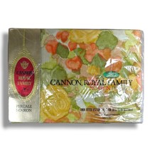 Vintage Cannon Twin Fitted Sheet Watercolor Rose Royal Family No-Iron Percale - £23.17 GBP