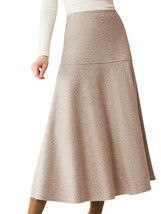 OGL Warm Cozy CashSoft Wool-like Flared Side Zip Maxi Skirt In Oatmeal Sz Medium - $24.99