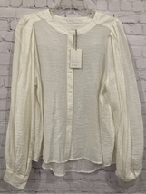 A New Day Womens Size Large Button Front Blouse Cream Long Sleeve Semi Sheer NWT - £10.11 GBP