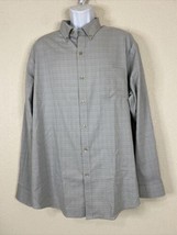 Van Heusen Men Size XL Gray Weave Pattern Button Up Shirt Long Sleeve Pocket - £5.23 GBP