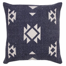 20&quot; X 20&quot; Navy And White 100% Cotton Geometric Zippered Pillow - £40.63 GBP