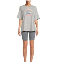 T-Shirt Shorts X-Small 0-2 Lounge Set Women&#39;s PJ&#39;s New gray pajamas good vibes - £10.91 GBP