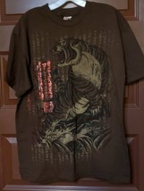 Miami Ink Tiger Mens Size L Tattoo Style Art Street Graphic Brown Tee Shirt - $24.75