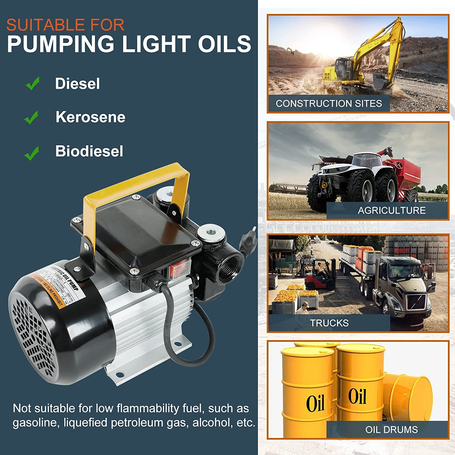 110v AC 16GPM Oil Transfer Pump Kit Fuel Diesel Biodiesel w