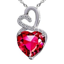 4Ct Created Ruby Double Heart Cut Infinity Pendant 14k White Gold Plated - £69.97 GBP