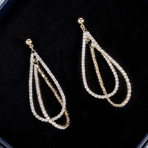 Exaggerated Rhinestone Earrings Women&#39;s South Korea Elegant Long Water Drop Earr - £7.98 GBP