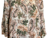 NWT J.Jill Pink Floral V Neck Linen 3/4 Bell Sleeve Top Size XL - $56.99