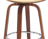 Benjara Pino 30 Inch Swivel Barstool Chair, Faux Leather, Walnut Wood, C... - $484.99